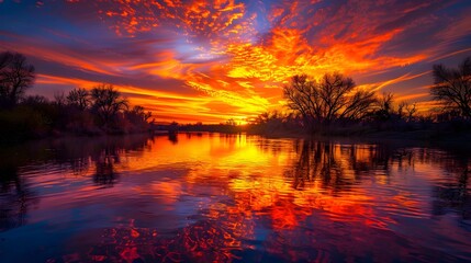 Wall Mural - The sky above the river as the last