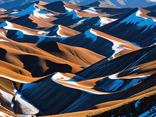 Wall Mural - Hills and snow landscape