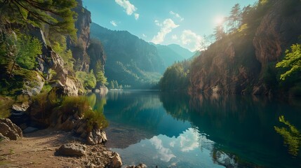 Wall Mural - Small lake is at the bottom