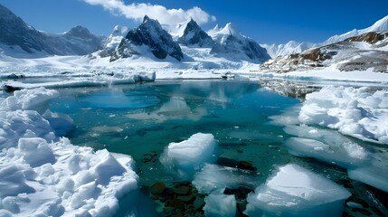 Canvas Print - A lake formed by the melting