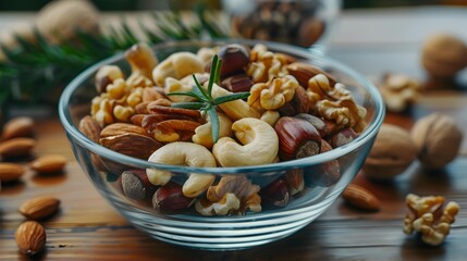 Wall Mural - Assorted nuts from various nuts in a glass img