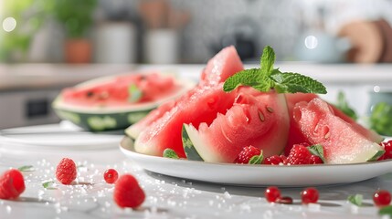 Wall Mural - Watermelon fresh watermelon cut into slices image