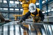 © Fitry - Worker Examining Sheet Metal in Industrial Setting