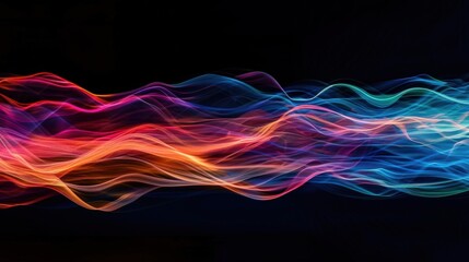 Poster - Colorful light trails intertwine and dance across a dark background, creating a mesmerizing abstract pattern