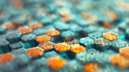 Poster - Colorful hexagonal shapes create a dynamic and lively abstract pattern with depth and texture