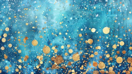 Poster - A colorful abstract design featuring gold and blue glitter creating a mesmerizing visual effect