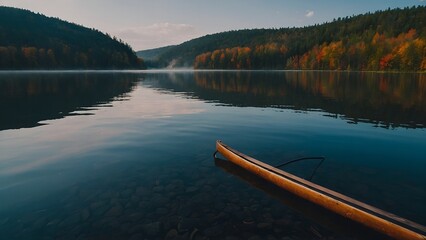 Naklejka na meble A captivating photograph of the lake with reflections of a peaceful spring evening