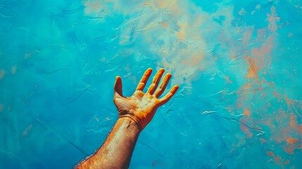 Wall Mural - A person's hand reaching up to the sky