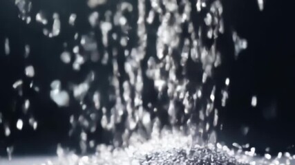 Poster - Dazzling Silver Rainfall Cascades Against Darkness in Nighttime Artistry. Generative AI