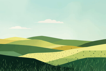 Sticker - Serene rolling green hills landscape