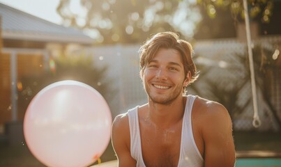 Sticker - A man smiles brightly at the camera. AI.