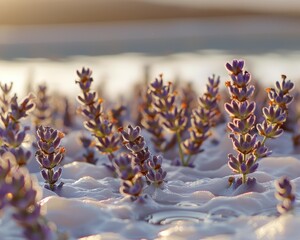 Poster - Lavender flowers growing in a field. AI.