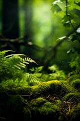 Moss and tree in the forest with copy space for your text
