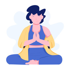 Poster - A flat character illustration of yoga 