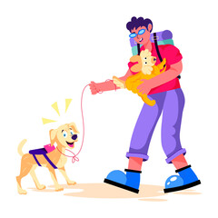 Sticker - Dog vacation illustration in flat style 