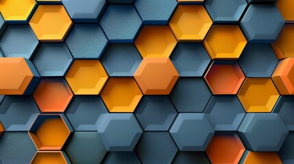 Poster - Golden honeycomb pattern vector backdrop with hexagonal geometric shapes
