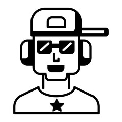 Poster - A line style icon of dj 