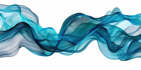 , Abstract blue and turquoise wavy watercolor background on a white background . blue wave watercolor