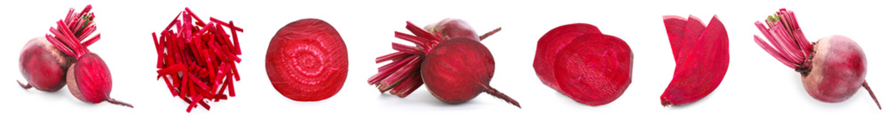 Wall Mural - Set of ripe beet on white background