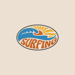 Wall Mural - Vintage surf design template for surf club, surf shop, surf merch.