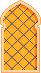 Poster - Traditional arabic style window frame featuring an ornamental lattice insert, providing a glimpse into the rich architectural heritage of the arab world