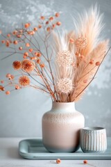 Poster - Dried Flowers in a Vase on a Table