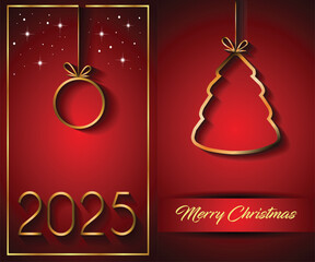 Wall Mural - 2025 Merry Christmas background for your seasonal invitations, festival posters, greetings cards. 