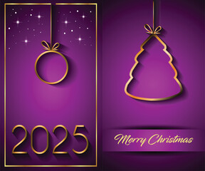 Wall Mural - 2025 Merry Christmas background for your seasonal invitations, festival posters, greetings cards. 