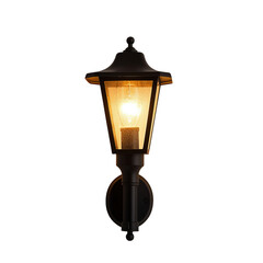 illuminated outdoor wall lantern against dark background