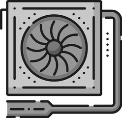 Fototapete - Computer power supply software thin line color icon. Digital technology software product develop, computer system hardware driver or server application outline vector pictogram or icon