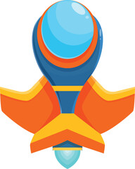 Poster - Cartoon spaceship flying in the sky with the engine ignited