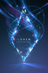Wall Mural - crystal rhombus frame with light effects