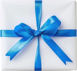 Wall Mural - gift box with blue ribbon bow