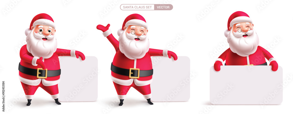 Santa claus christmas characters vector set design. Santa character ...