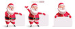 © AmazeinDesign - Santa claus christmas characters vector set design. Santa character holding empty white board collection in happy, smiling, funny face and waving pose. Vector illustration santa claus mascot