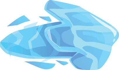 Poster - blue crystal arrow flying and breaking into pieces, isolated on white background