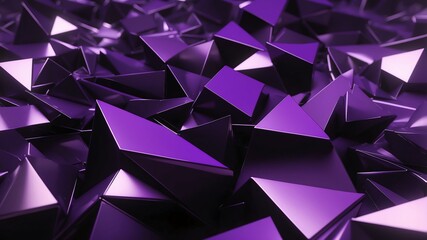 Wall Mural - purple and black triangular metallic shiny abstract geometric shapes background