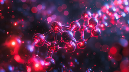 Poster - Science and biotechnology concept featuring a hexagon DNA network against a clean background, highlighting chemical interactions.