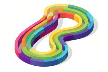 Poster - A colorful letter S with a shadow on a white background