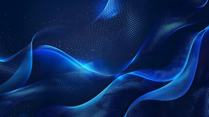 Halftone abstract wave background with a blue gradient