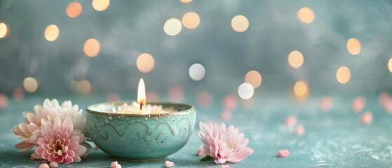 Canvas Print - Candlelight Serenity with Delicate Flowers