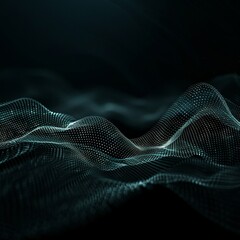 Wall Mural - Dark digital background, tech waves pattern, digital data banner, audio mockup, glowing wavy mockup