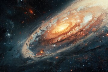 Poster - A colorful spiral galaxy with a bright central star, perfect for astronomy or space-themed designs