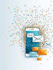 Poster - Modern digital background with email marketing elements, showing increased reach and engagement
