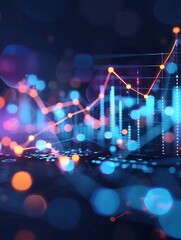 Poster - High-tech primary colors around an SEO graph, representing effective marketing campaigns