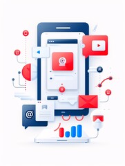 Poster - professional email marketing setup with primary colors, enhancing customer engagement