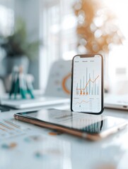 Aufkleber - Professional office with a smartphone showing creative social media analytics