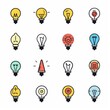 © artemstepanov - Light bulb flat icon set, light bulb icons collection, simple minimal logos isolated on white