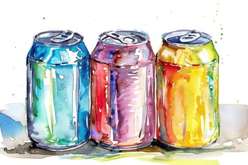 Poster - A trio of soda cans sit together, awaiting use or disposal