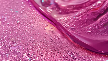 Poster - Captivating Pink Liquid Surface With Reflective Drops in Soft Light. Generative AI